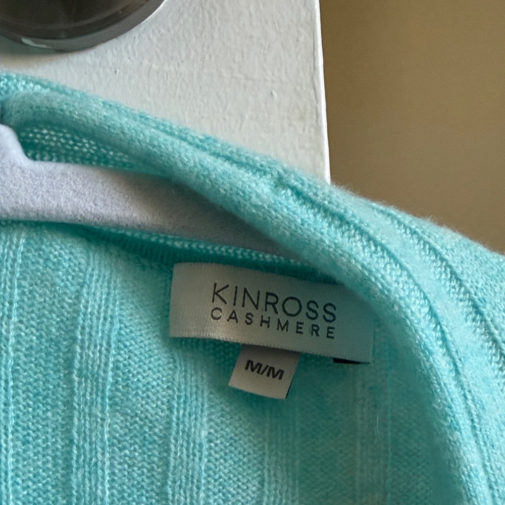 Light Aqua Ribbed Open-Front Women's Sweater Cardigan - Picture 2 of 3
